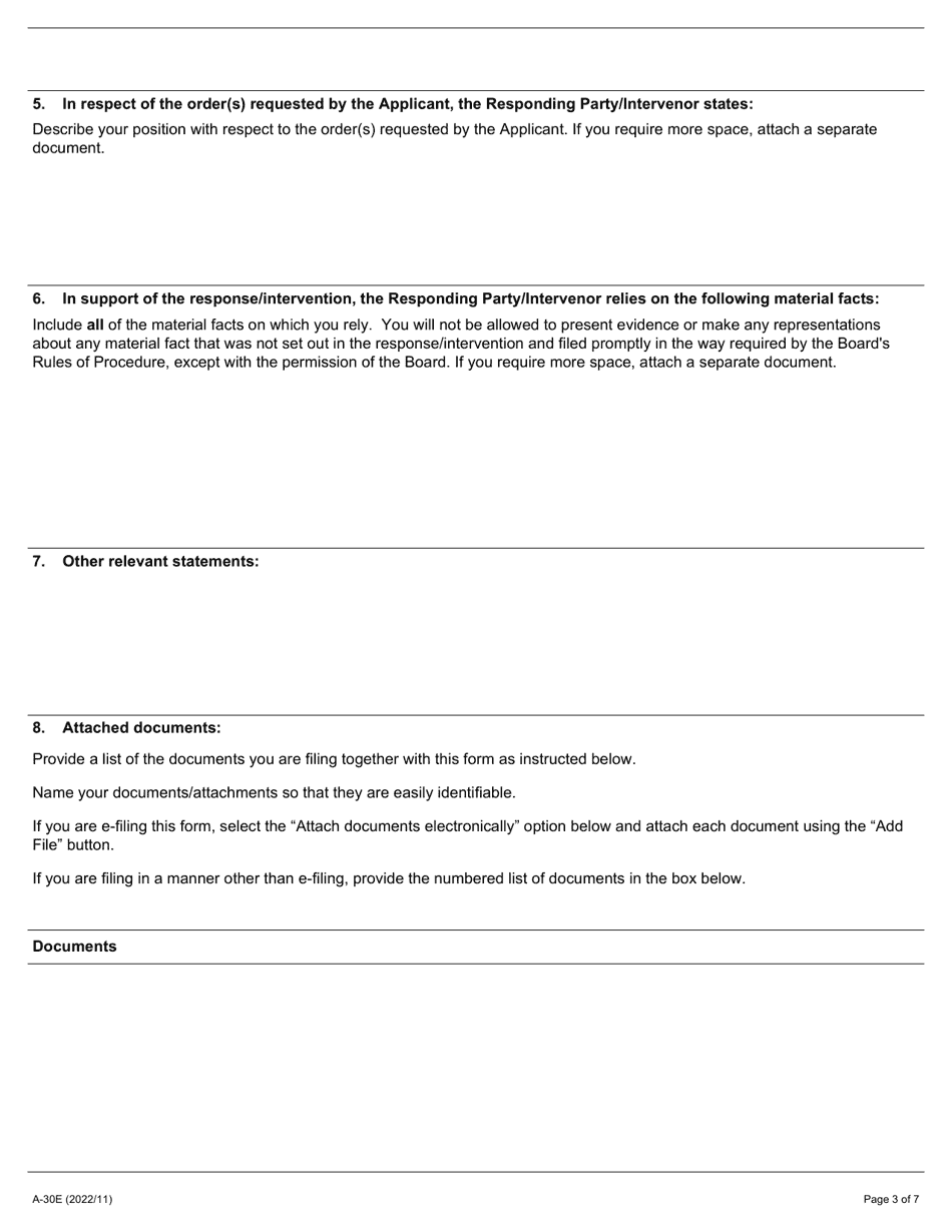 Form A-30 Response / Intervention - Application Regarding Unions Duty of Fair Representation - Ontario, Canada, Page 3