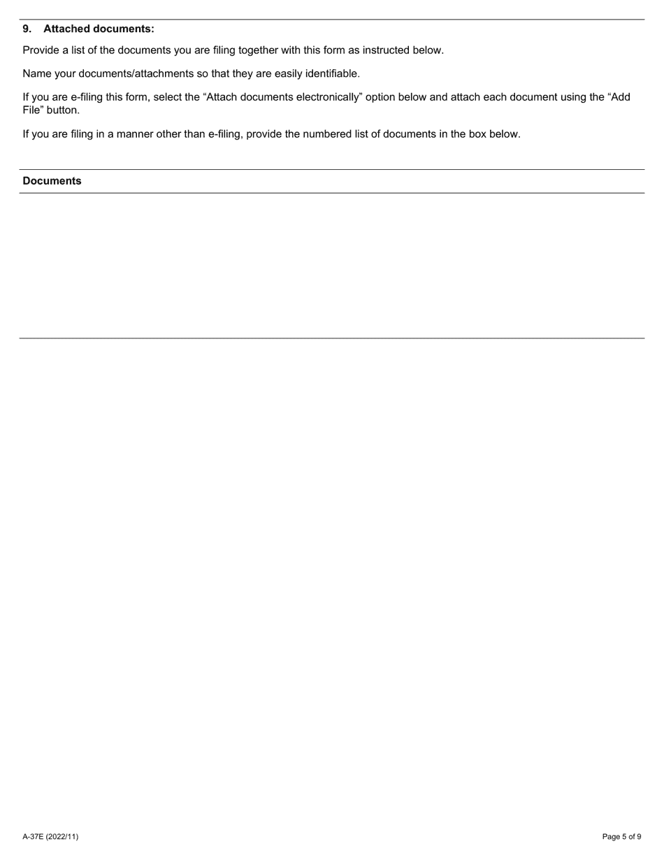 Form A-37 Application Concerning Work Assignment (Jurisdictional Dispute) - Ontario, Canada, Page 5