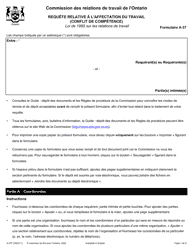 Forme A-37 Requete Relative a L&#039;affectation Du Travail (Conflit De Competence) - Ontario, Canada (French)
