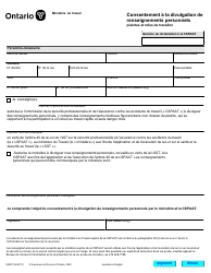 Document preview: Forme 0283F Consentement a La Divulgation De Renseignements Personnels Plaintes Et Refus De Travailler - Ontario, Canada (French)