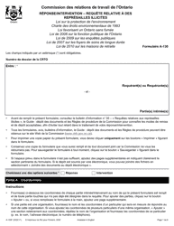Forme A-130 Reponse/Intervention - Requete Relative a DES Represailles Illicites - Ontario, Canada (French)