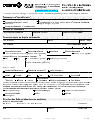 Forme 3006F Inscription De La Participante Ou Du Participant Au Programme Emploi Ontario - Ontario, Canada (French)