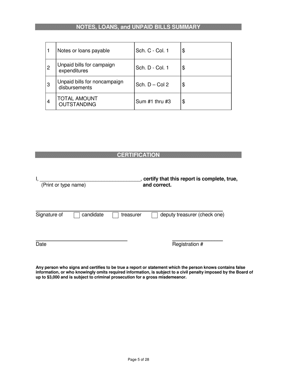 Report of Receipts and Expenditures for Candidate Committees Principal Campaign Committees - Minnesota, Page 5