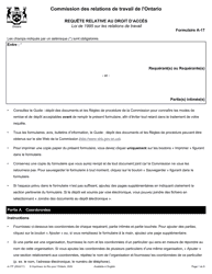 Document preview: Forme A-17 Requete Relative Au Droit D'acces - Ontario, Canada (French)