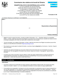 Document preview: Forme A-129 Requete Relative a DES Represailles Illicites - Ontario, Canada (French)