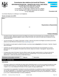 Document preview: Forme A-40 Reponse/Intervention - Requete Relative a Une Greve Illicite Ou a Un Lock-Out Illicite - Ontario, Canada (French)