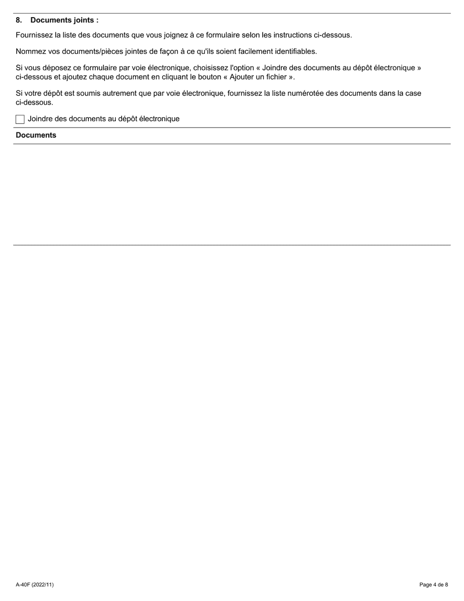 Forme A-40 Reponse / Intervention - Requete Relative a Une Greve Illicite Ou a Un Lock-Out Illicite - Ontario, Canada (French), Page 4