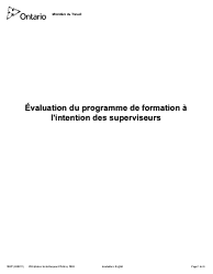 Forme 1932F Evaluation Du Programme De Formation a L&#039;intention DES Superviseurs - Ontario, Canada (French)