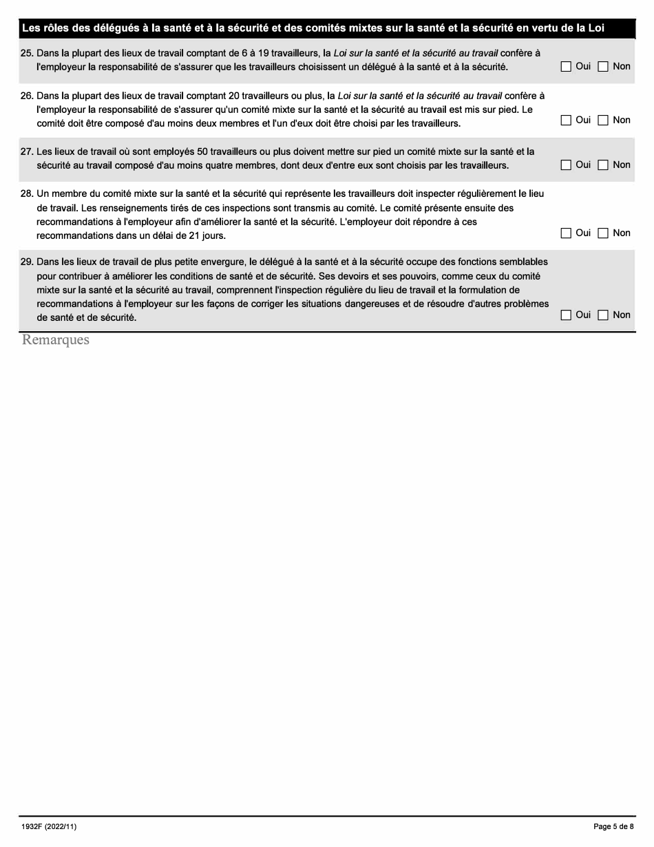 Forme 1932F Evaluation Du Programme De Formation a Lintention DES Superviseurs - Ontario, Canada (French), Page 5