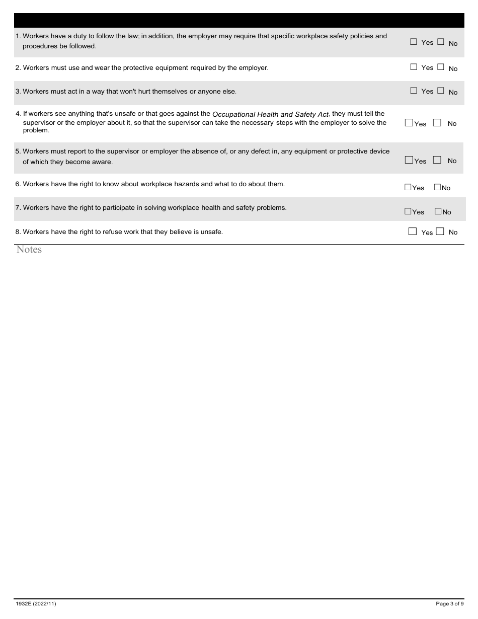 Form 1932E Training Program Assessment for Supervisors - Ontario, Canada, Page 3