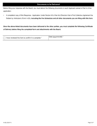Form A-20 Response - Application Under Section 43 of the Act (Direction That a First Collective Agreement Be Settled by Arbitration) - Ontario, Canada, Page 5