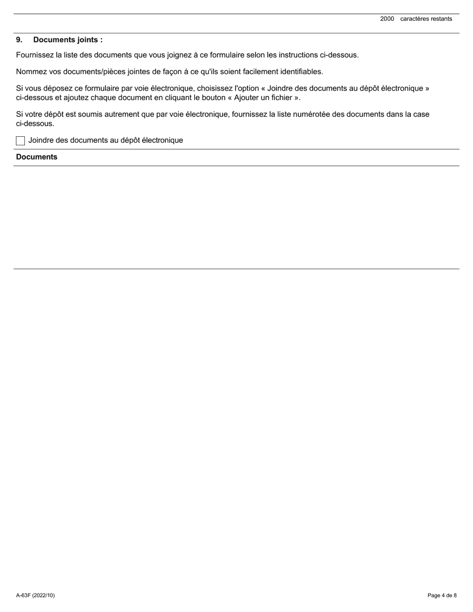 Forme A-63 Requete En Vertu De La Loi De 1997 Sur Les Relations De Travail Liees a La Transition Dans Le Secteur Public (A Lexclusion DES Articles 21, 22 Et 23 De La Loi) - Ontario, Canada (French), Page 4
