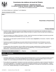 Forme A-38 Reponse/Intervention - Requete Relative a L&#039;affectation Du Travail (Conflit De Competence) - Ontario, Canada (French)