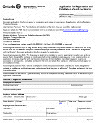 Form ON00057E Application for Registration and Installation of an X-Ray Source - Ontario, Canada