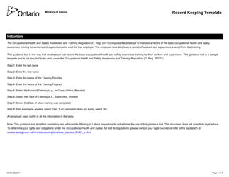 Form 1933E Record Keeping Template - Ontario, Canada, Page 2