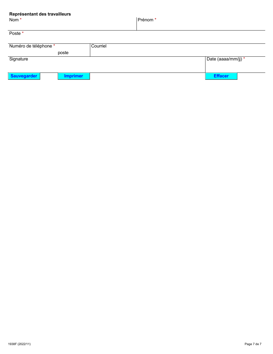 Forme 1938F Autoevaluation DES Comites Mixtes Sur La Sante Et La Securite Dans DES Lieux De Travail Multiples - Ontario, Canada (French), Page 7