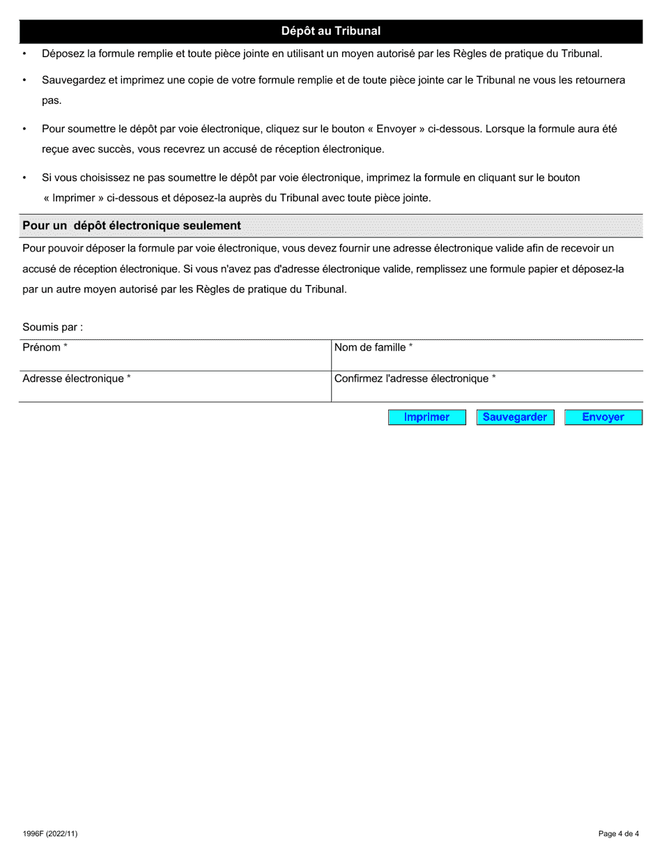 Forme 6 (1996) Demande De Reexamen - Ontario, Canada (French), Page 4