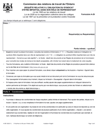 Forme A-29 Requete Relative a L&#039;obligation Du Syndicat D&#039;etre Impartial Dans Son Role De Representant - Ontario, Canada (French)