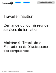 Forme 1950F Travail En Hauteur Demande Du Fournisseur De Services De Formation - Ontario, Canada (French)