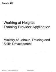 Document preview: Form 1950E Working at Heights Training Provider Application - Ontario, Canada