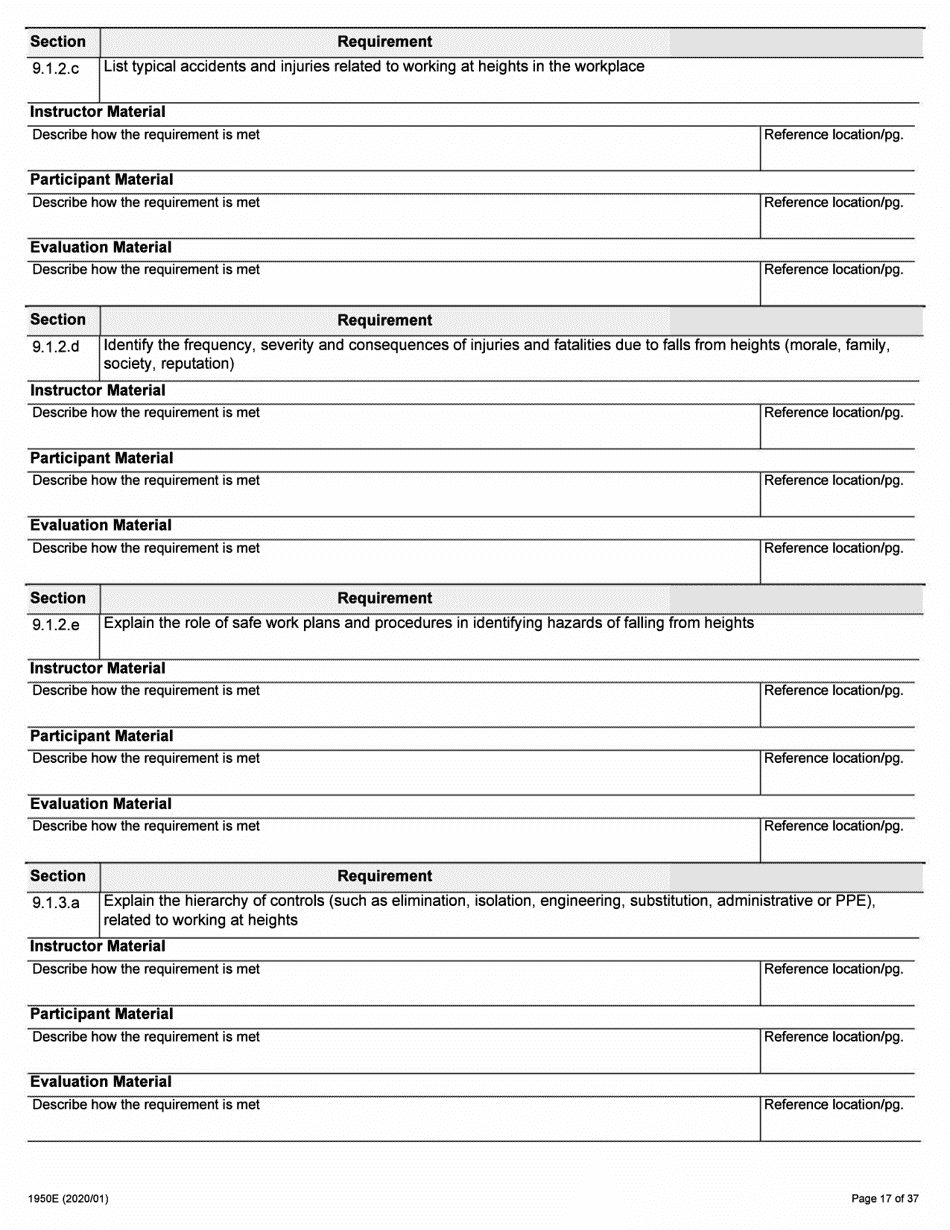 Form 1950E Working at Heights Training Provider Application - Ontario, Canada, Page 17