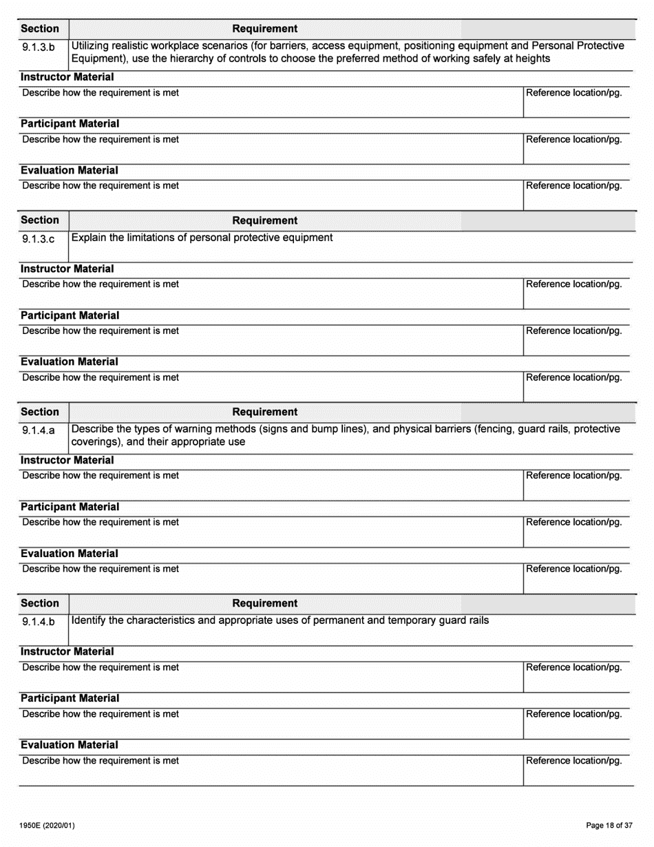 Form 1950E Working at Heights Training Provider Application - Ontario, Canada, Page 18