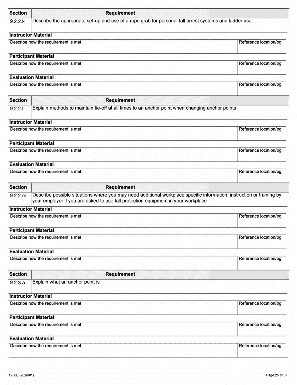 Form 1950E Working at Heights Training Provider Application - Ontario, Canada, Page 25