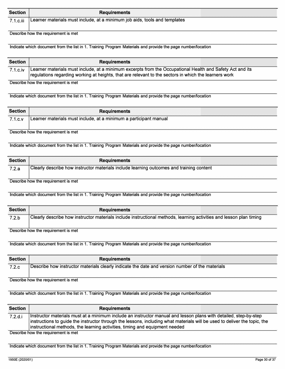 Form 1950E Working at Heights Training Provider Application - Ontario, Canada, Page 30