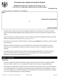 Document preview: Forme A-125 Requete En Vertu De L'article 25 Ou 26 De La Loi De 2014 Sur La Negociation Collective Dans Les Conseils Scolaires - Ontario, Canada (French)