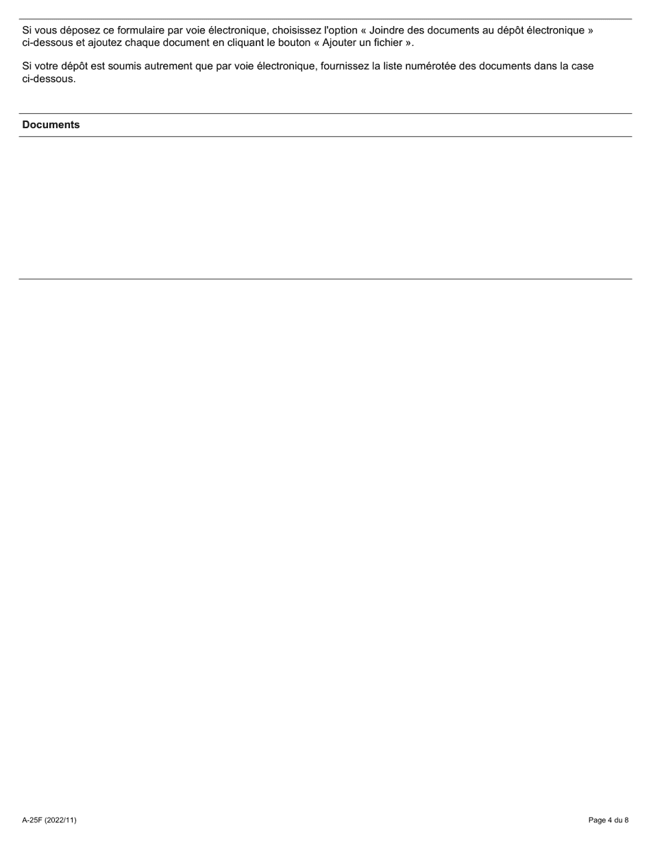 Forme A-25 Reponse / Intervention - Requete En Vertu De Larticle 69 Et / Ou Du Paragraphe 1 (4) De La Loi (Vente Dune Entreprise Et / Ou Employeur Lie) - Ontario, Canada (French), Page 4