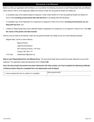 Form A-67 Application for Suspension of Inspector&#039;s Order - Ontario, Canada, Page 6