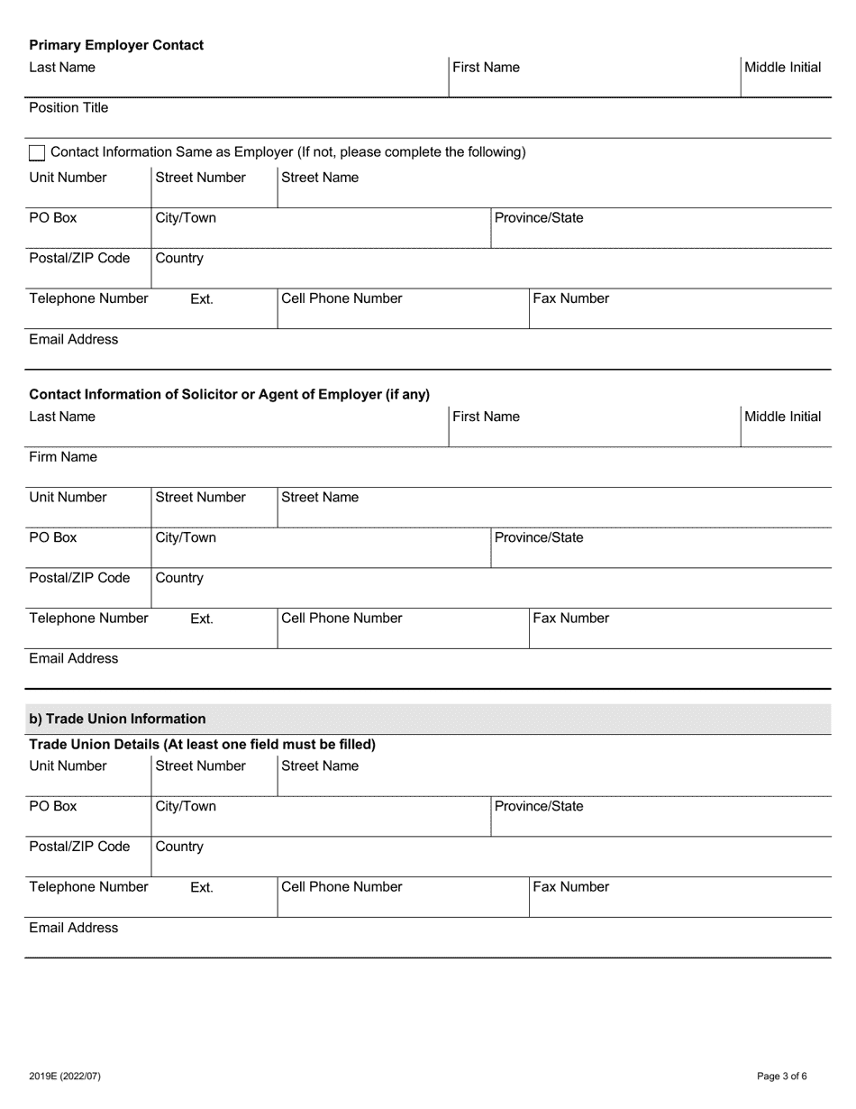 Form 2019E Request for Appointment of Conciliation Officer - Ontario, Canada, Page 3