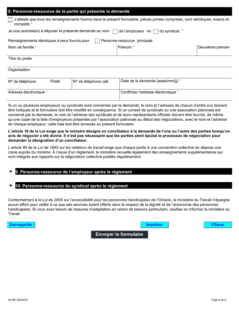 Forme 2019F Demande De Designation Dun Conciliateur - Ontario, Canada (French), Page 6
