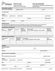 Document preview: Forme MOL-ES-058 Avis De Conformite - Ontario, Canada (French)