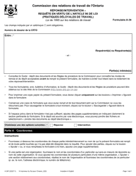 Document preview: Forme A-34 Reponse/Intervention - Requete En Vertu De L'article 96 De La Loi (Pratiques Deloyales De Travail) - Ontario, Canada (French)