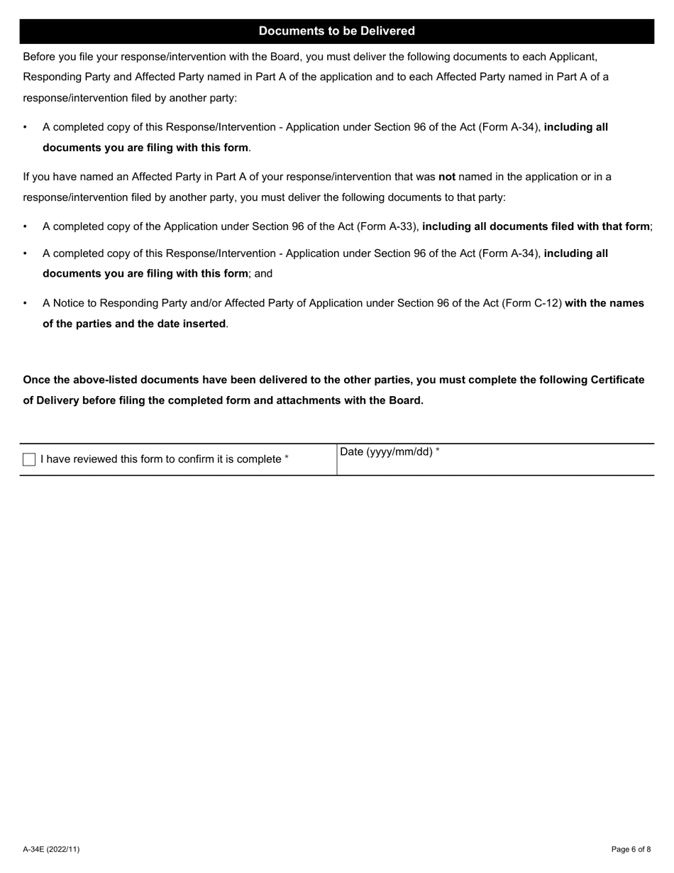 Form A-34 Response / Intervention - Application Under Section 96 of the Act (Unfair Labour Practice) - Ontario, Canada, Page 6