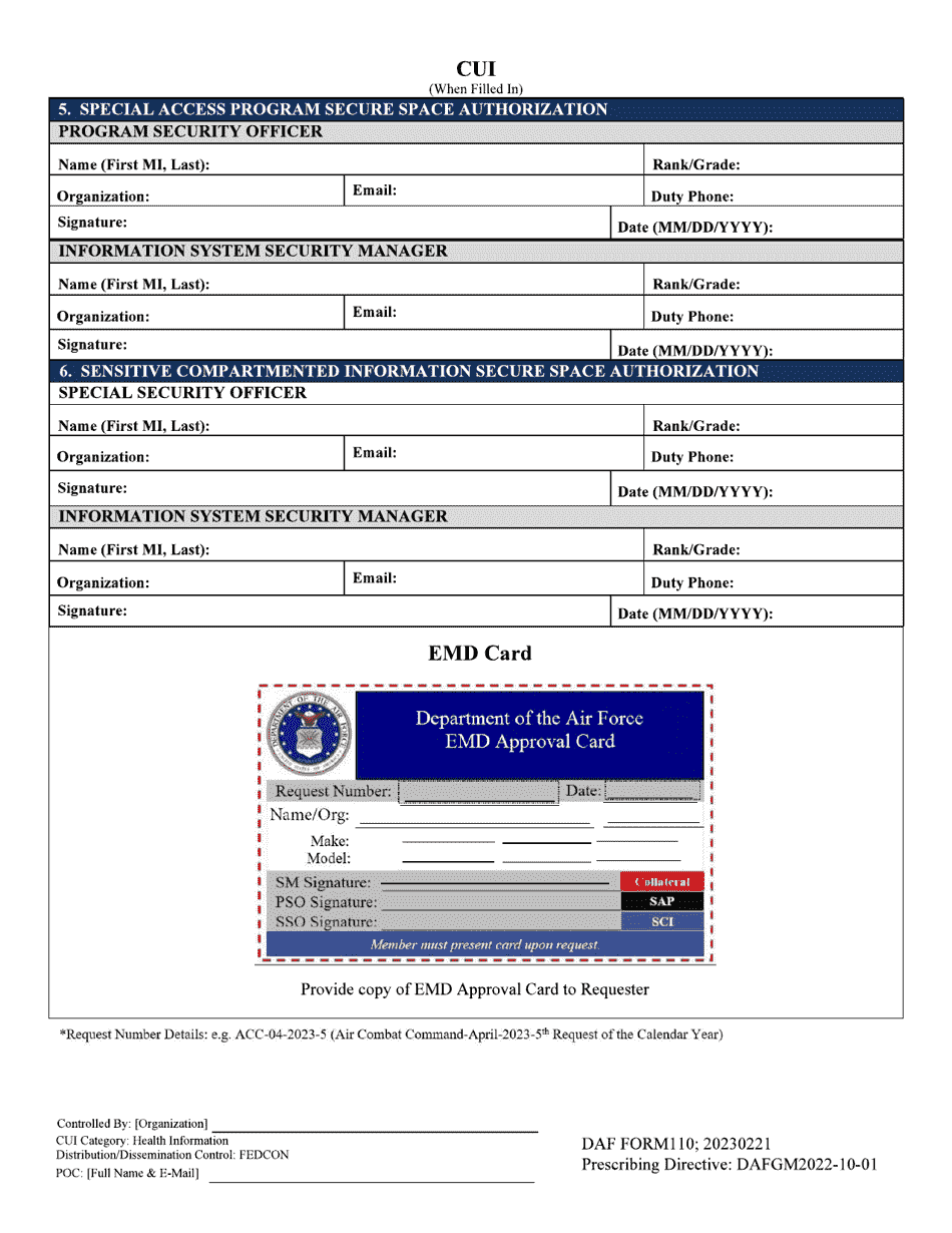 DAF Form 110 Daf Electronic Medical Device Request Form  Approval Card, Page 2