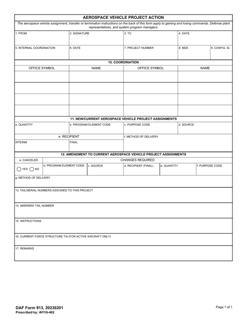 DAF Form 913  Printable Pdf