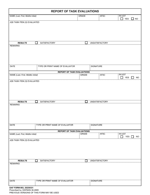 DAF Form 803  Printable Pdf