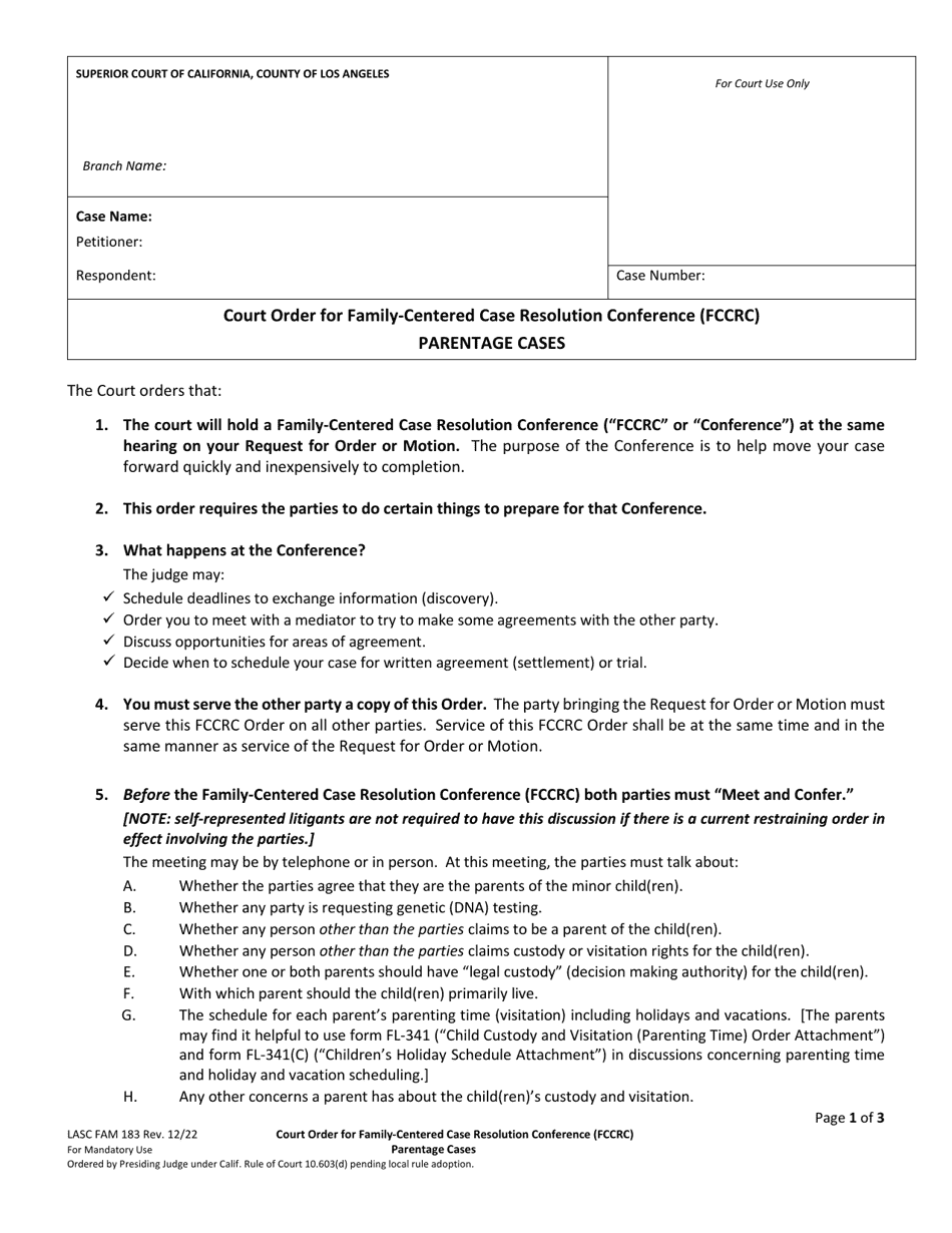 Form FAM183 Fill Out Sign Online and Download Fillable PDF County