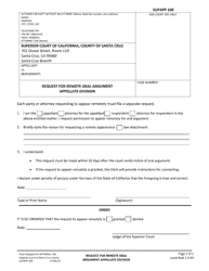 Document preview: Form SUPAPP100 Request for Remote Oral Argument Appellate Division - Santa Cruz County, California