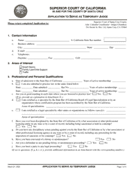 Document preview: Application to Serve as Temporary Judge - Santa Cruz County, California