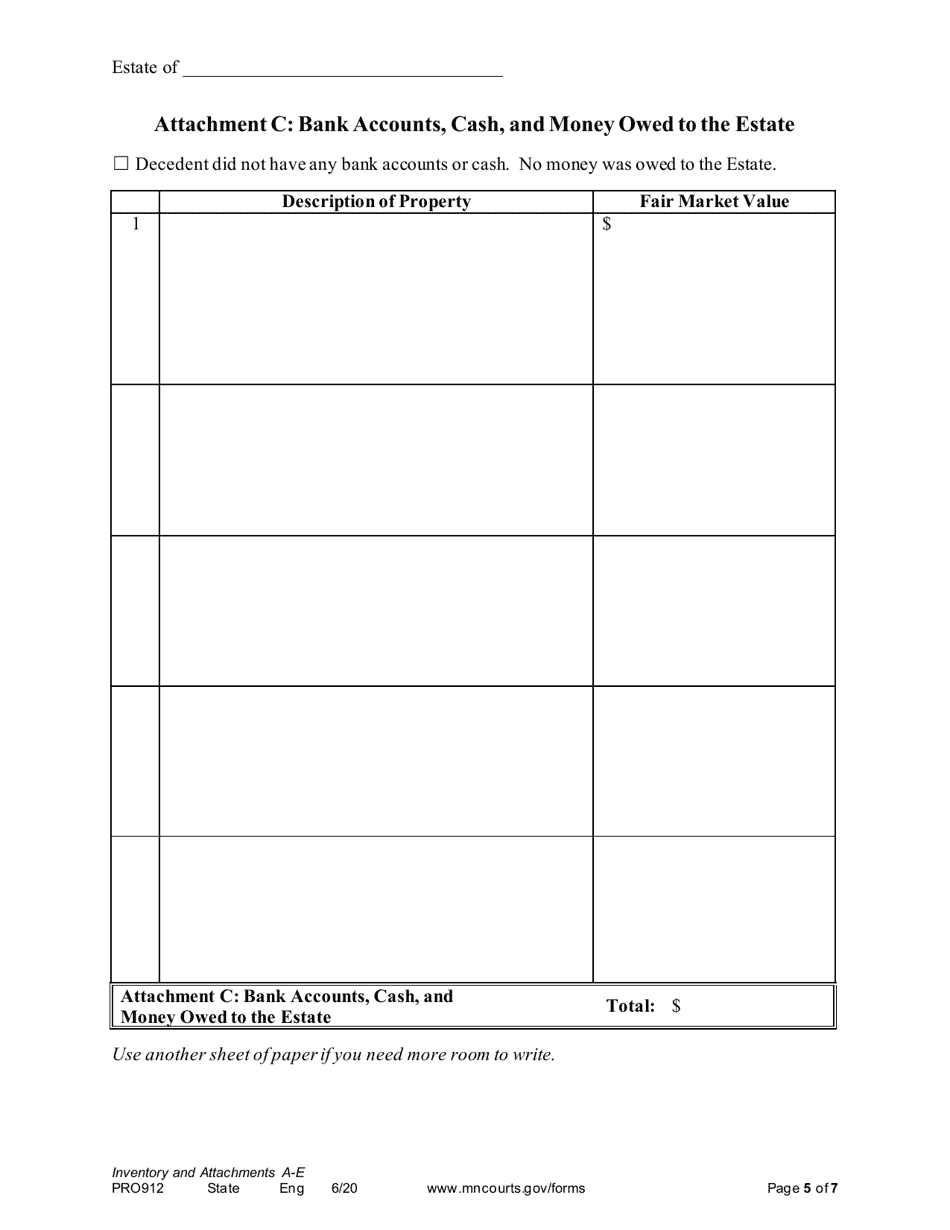 Form PRO912 Inventory - Minnesota, Page 5