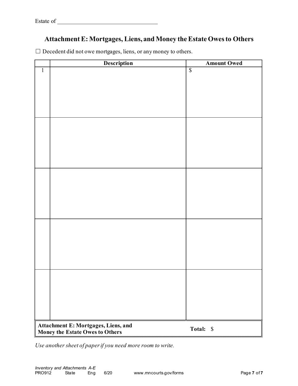 Form PRO912 Inventory - Minnesota, Page 7