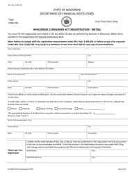 Form BCA400A Wisconsin Consumer Act Registration - Initial - Wisconsin