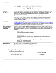 Form BCA400A Wisconsin Consumer Act Registration - Initial - Wisconsin, Page 2