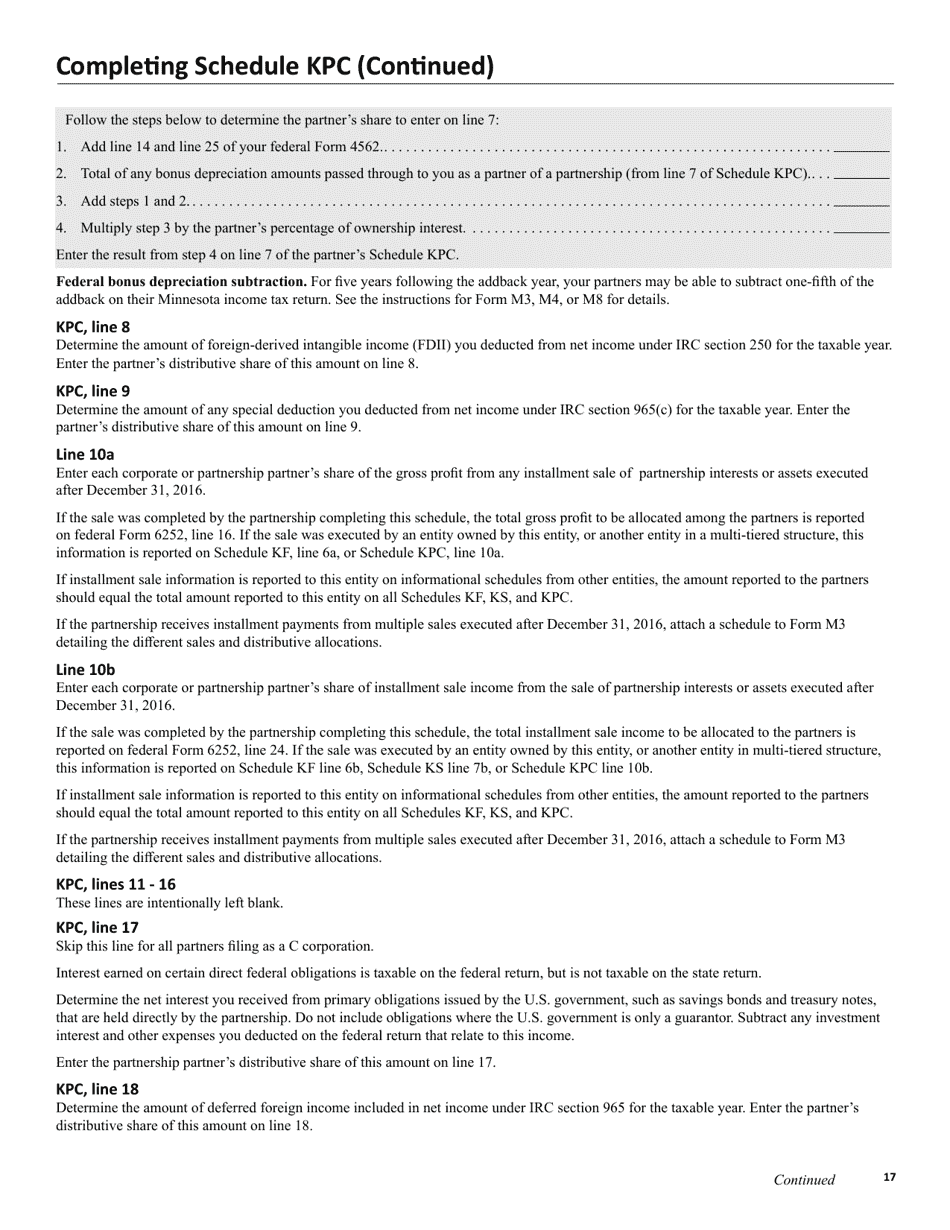 Instructions for Form M3 Partnership Return - Minnesota, Page 17