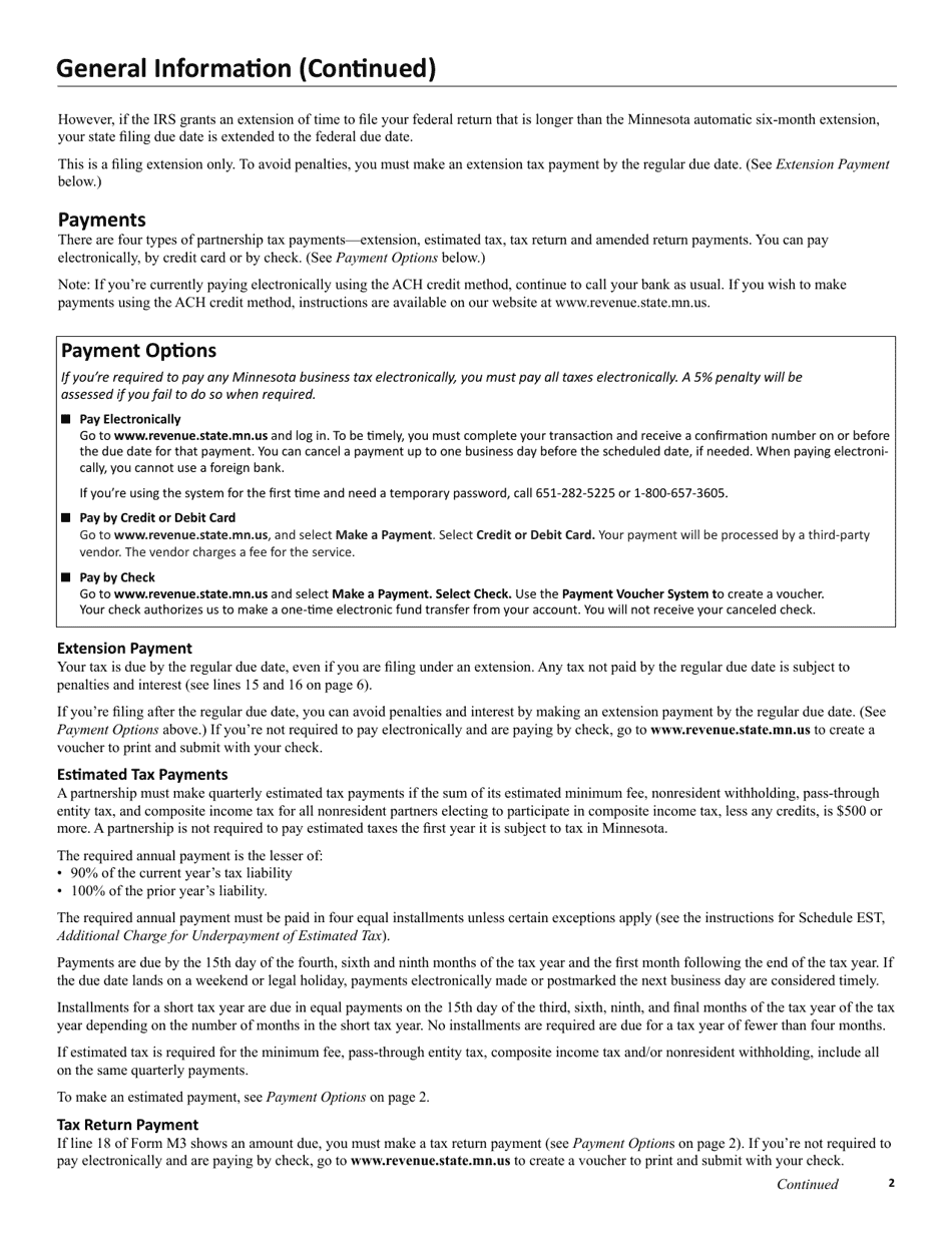 Instructions for Form M3 Partnership Return - Minnesota, Page 2