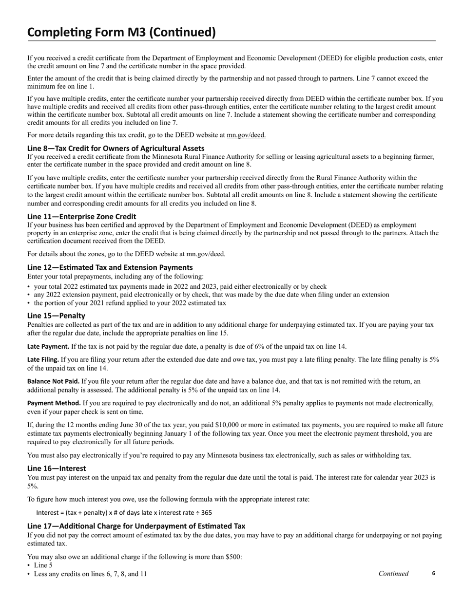 Instructions for Form M3 Partnership Return - Minnesota, Page 6