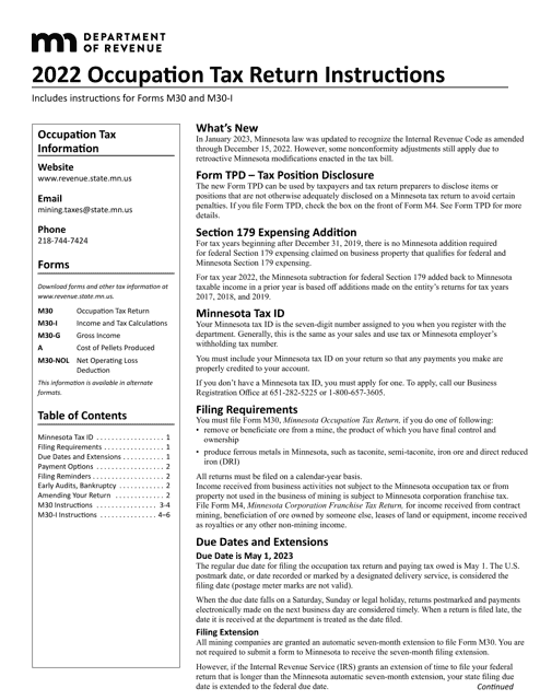 Form M30, M30-I 2022 Printable Pdf